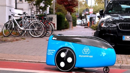 Thyssenkrupp apresenta veículo automático de entrega de materiais